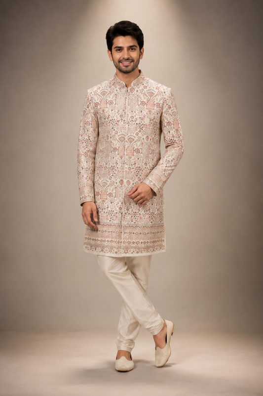 Ivory Heritage Printed Indo-Western Kurta Set