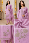 Lavender Embroidered Kurta Pant & Dupatta Set