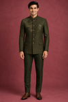 Olive Green Embellished Jodhpuri Suit for Men