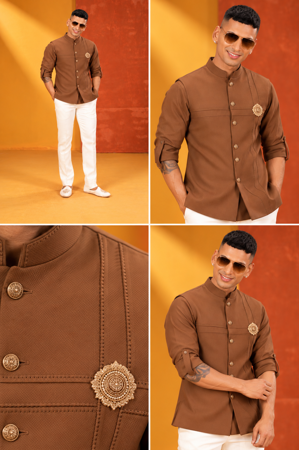 Brown Indo-Western Jacket