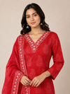 Women’s Red Printed Dupatta Set