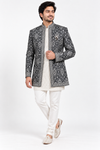 Black & Silver Embroidered Indo-Western Set