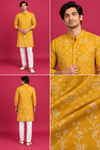 Mustard Yellow Printed Festive Kurta Set