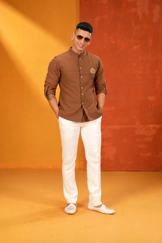 Brown Indo-Western Jacket