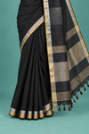 Classic Black Handloom Saree with Dual-Tone Border