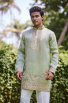 Mint Green Zari Embroidered Festive Kurta