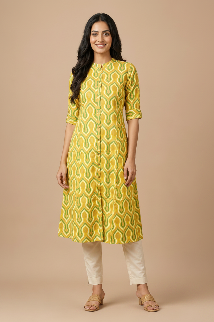 Women’s  Geometric Printed A-Line Kurti