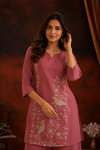 Rose Pink Embroidered  co-ord set