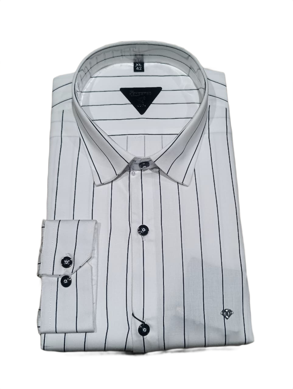 Men's Ivory White Pinstripe Formal Shirt