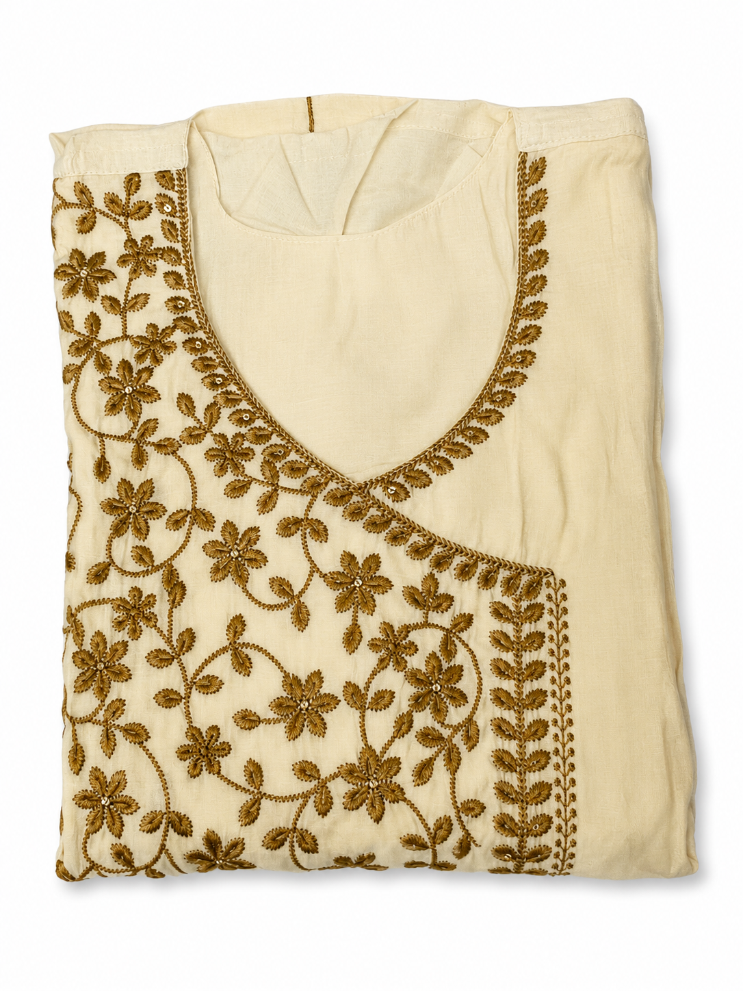 Elegant Cream Embroidered Anarkali Kurta Set with Floral Dupatta | Women's Festive Ethnic Wear