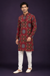 Maroon Multicolor Printed Festive Kurta
