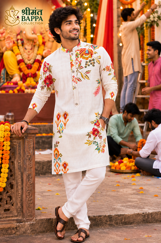 Shrimant Bappa Festive Floral Kurta