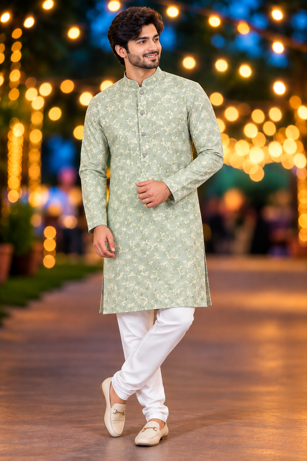 Sage Green Floral Embroidered only Kurta