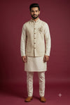 Ivory Embroidered Nehru Jacket