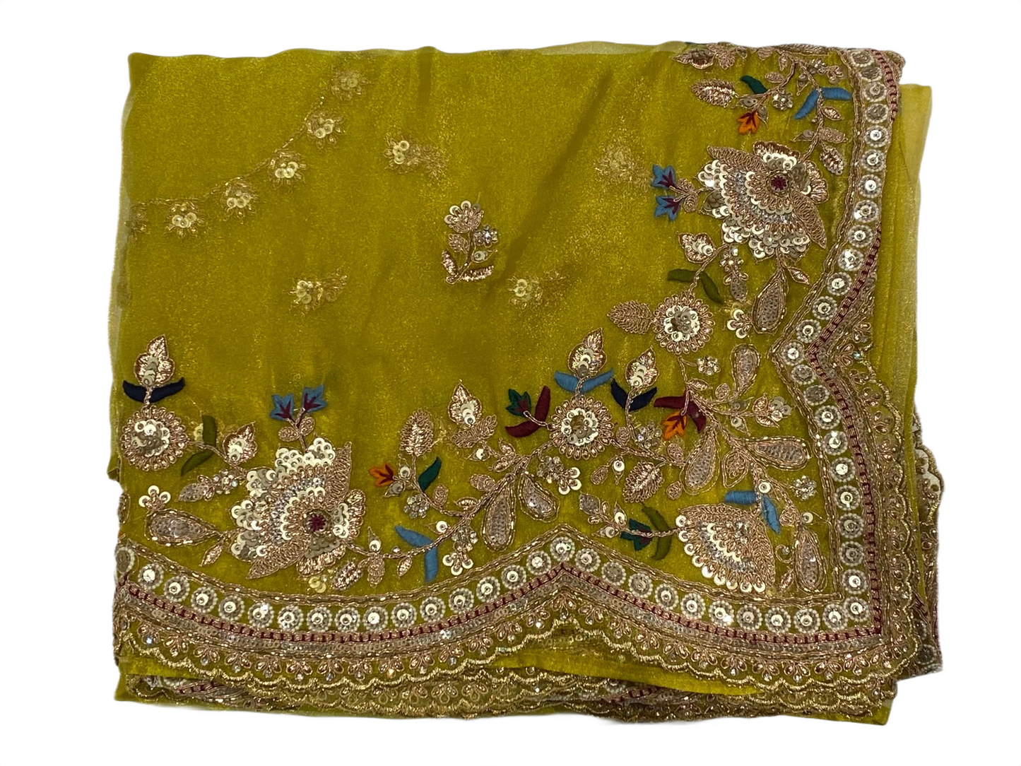 Organza Embroidered Saree with Intricate Zari Border