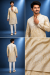 Ivory Gold Embroidered Heritage Kurta Set
