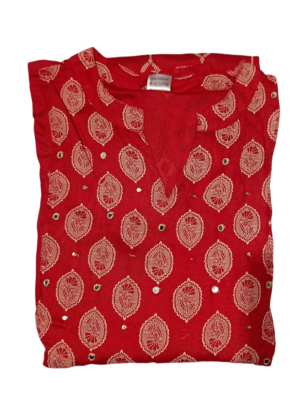 Red & Gold Printed Women’s Festive Anarkali Dress