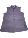 Men's Textured Purple Nehru Jacket | Ethnic Waistcoat with Mandarin Collar