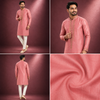 Peach-Pink Embroidered  Kurta for Men