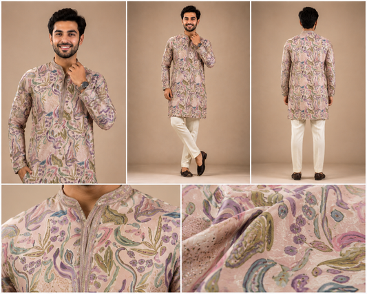 Pastel Multicolour Printed Festive Kurta Se
