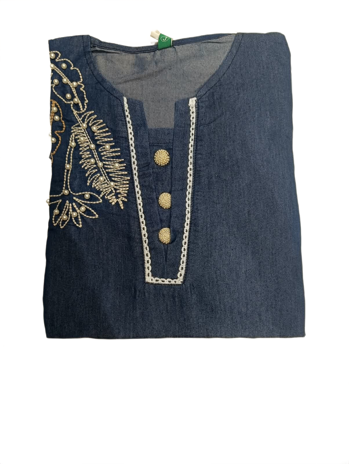 Women's Indigo Blue Embroidered Denim Co-Ord Set