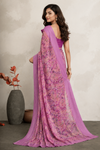 Women's Orchid Pink Floral Printed Saree with Elegant Woven Border | Lightweight Festive & Party Wear