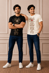 Men's Off White Tribal Graphic Printed T-Shirt