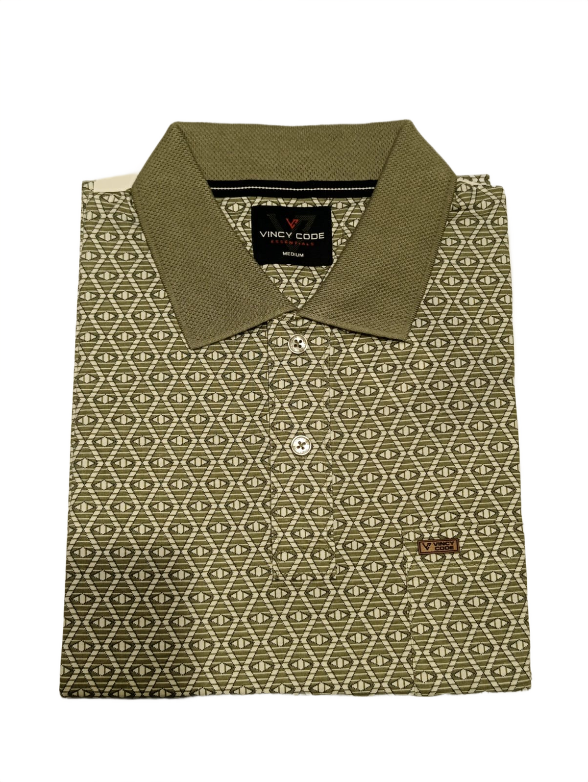 Men's Olive Green Printed Polo T-Shirt | Premium Casual Wear