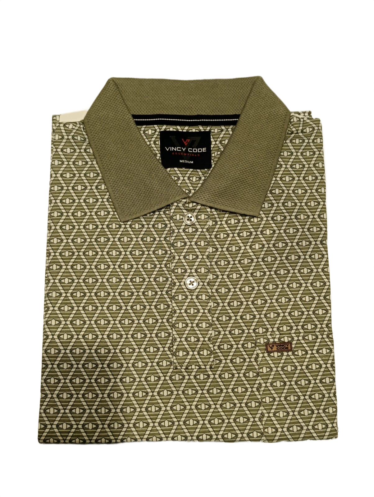 Men's Olive Green Printed Polo T-Shirt | Premium Casual Wear