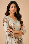 Elegant Sage Green Floral Printed Kurti with Palazzo Set for Women