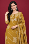 Mustard Bandhani Print Kurta Set with Dupatta