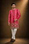 Pink Printed & Embroidered Kurta