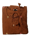 Rust Brown Embroidered Fit & Flare Midi Dress