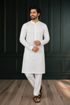 Elegant White Embroidered Kurta Pajama Set