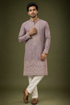 Dusty Lavender Embroidered Men’s Festive Kurta