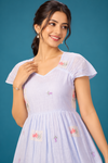 Pastel Blue Floral Tiered Dress