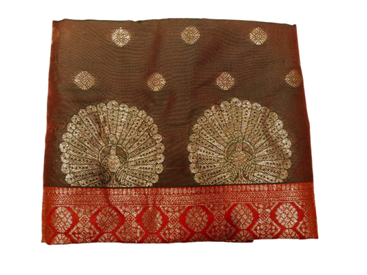 Regal Green & Red Zari Saree