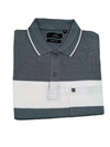 Men’s Grey & Off White Striped Polo T-Shirt