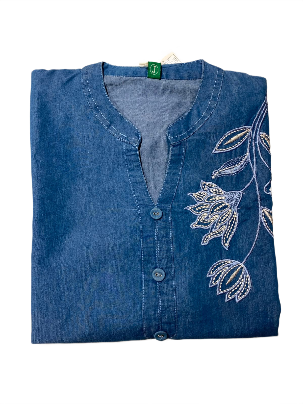 Women's Blue Embroidered Denim Co-Ord Set