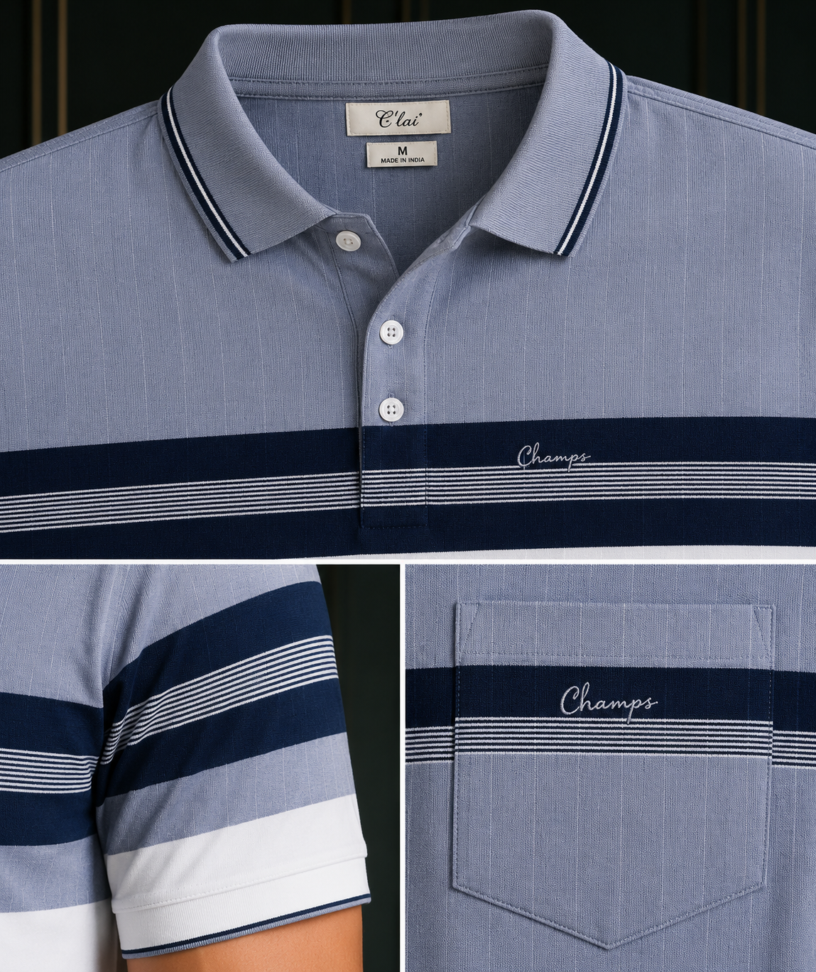 Men's Premium Striped Polo T-Shirt – Grey & Navy | Smart  Cotton Polo