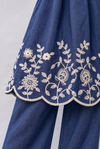 Denim Blue Floral Embroidered Co-ord Set