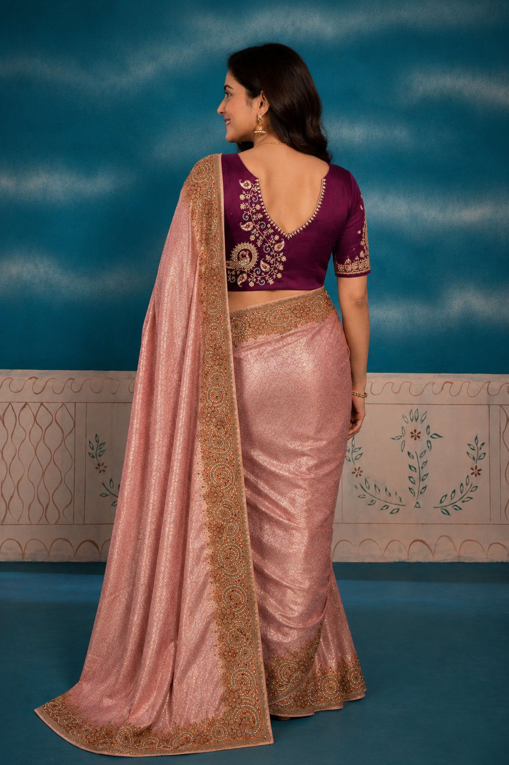 Designer Saree with Heavy Embroidered Zari Border