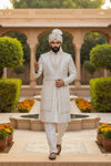 Silk Jacquard Patterned Royal Wedding Ensemble Sherwani