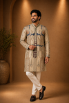 Royal Beige Embellished Indo-Western Sherwani