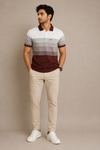 Men’s Maroon & Grey Striped Polo T-Shirt