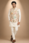 Ivory Multicolor Floral Nehru Jacket