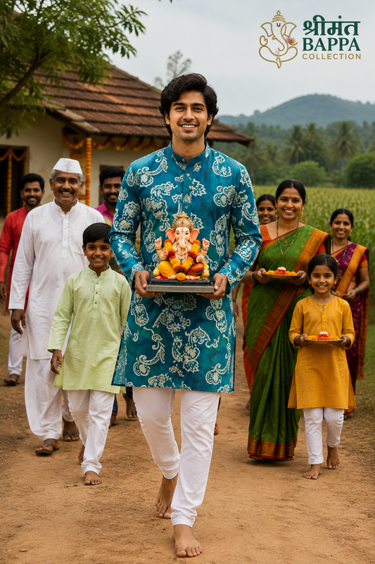 Teal Blue Floral Print Festive Kurta Set
