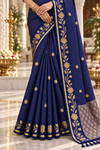 Royal Blue Zari Floral Saree