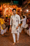 Ivory Abstract Print Festive Kurta for Men