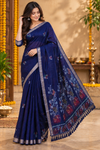 Midnight Blue Floral Weave Saree